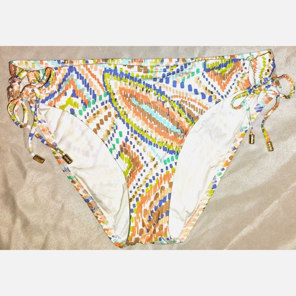 La Blanca Sunbaked Jewels Side Tie Hipster Swim Bottom Size 12 Gold Beach Boho